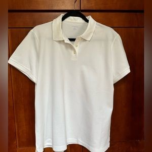 Land’s End White Women short sleeve Polo Shirt. size XL Cotton mesh